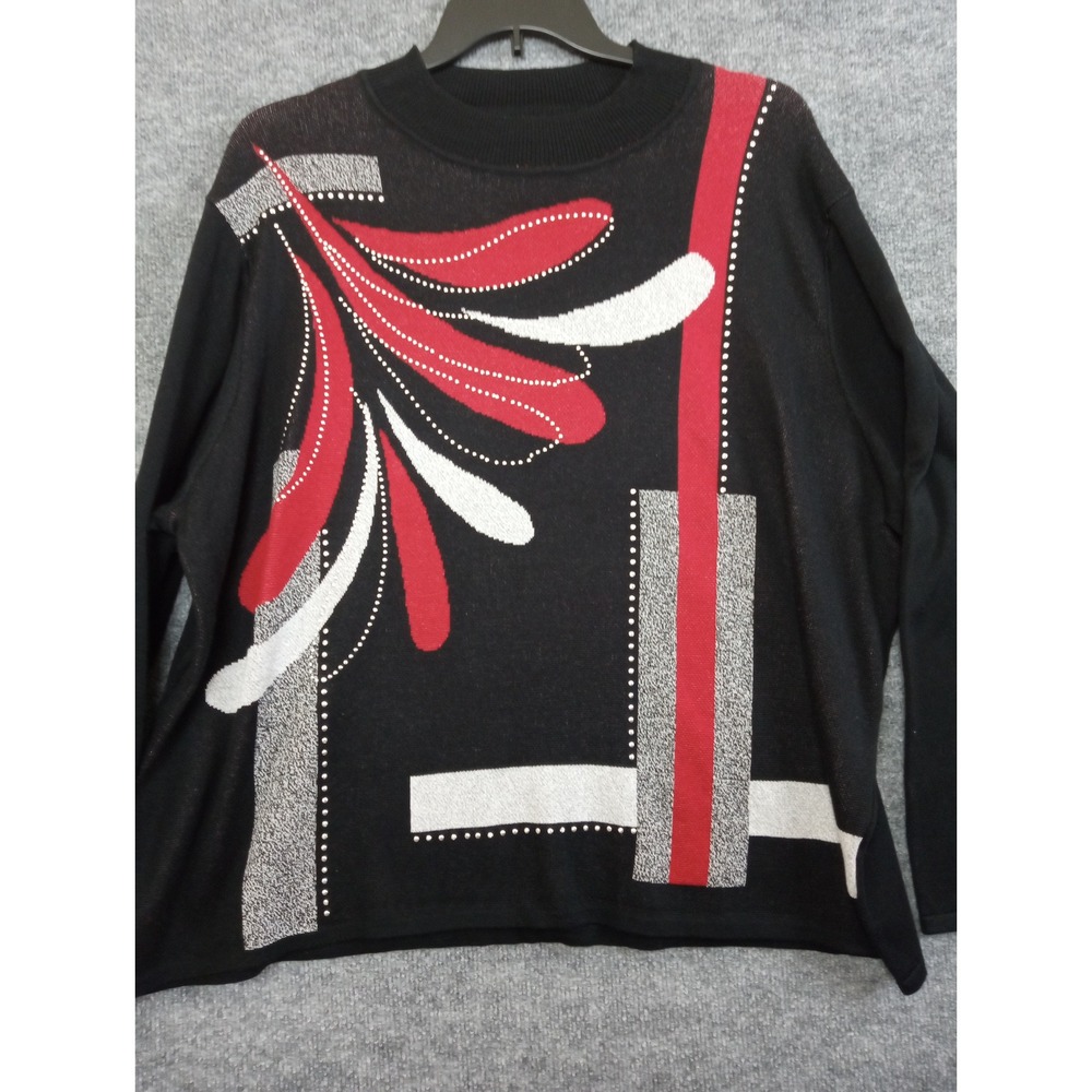 Alfred Dunner Knightsbridge Station 3X‎ Embellished Abstract Sweater